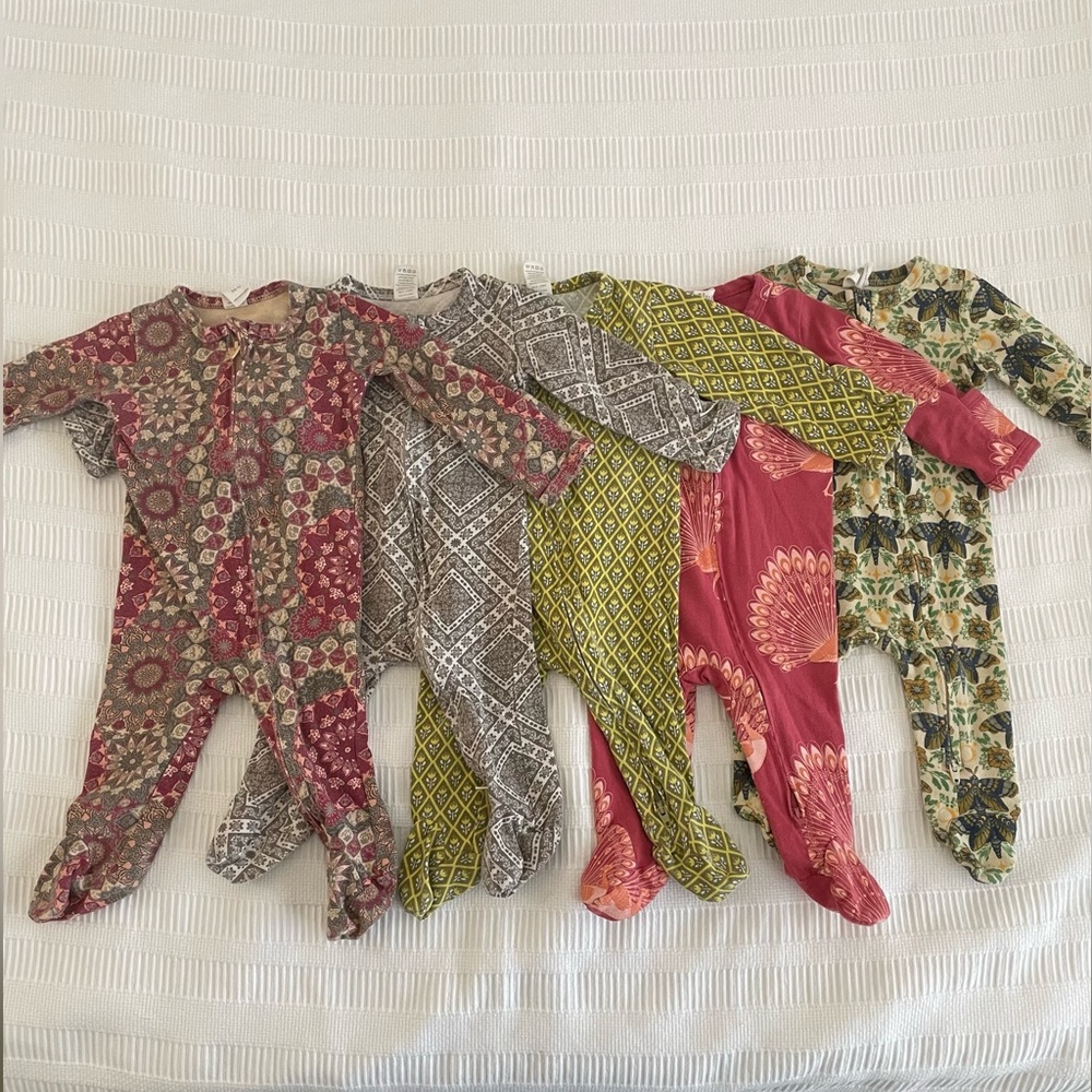 Kate Quinn | Bundle of 5 Long sleeve two way zipper footies 100% organic cotton